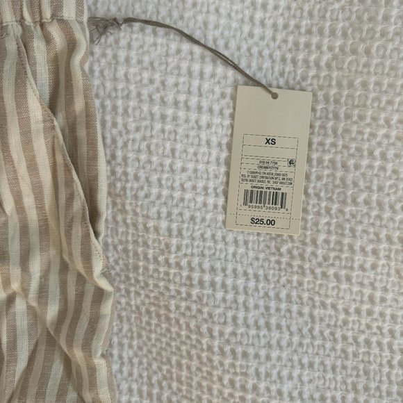 Target A New Day | Wide Leg Linen Blend Striped Pants | XS | Cream - Picture 3 of 3